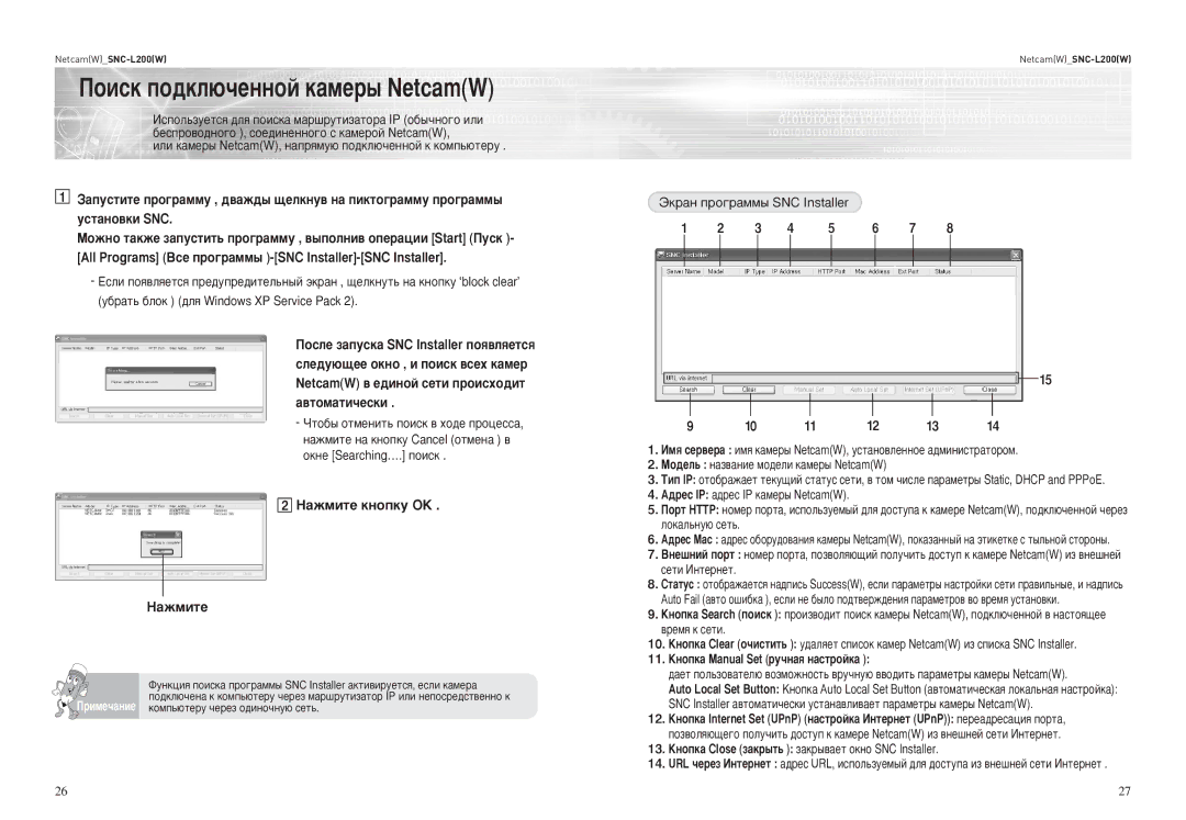 Samsung SNC-L200P manual ÈÓËÒÍ ÔÓ‰ÍÎ˛˜ÂÌÌÓÈ Í‡ÏÂ˚ NetcamW, ‡ÊÏËÚÂ Íìóôíû éä, 11. äÌÓÔÍ‡ Manual Set Û˜Ì‡ﬂ Ì‡ÒÚÓÈÍ‡ 