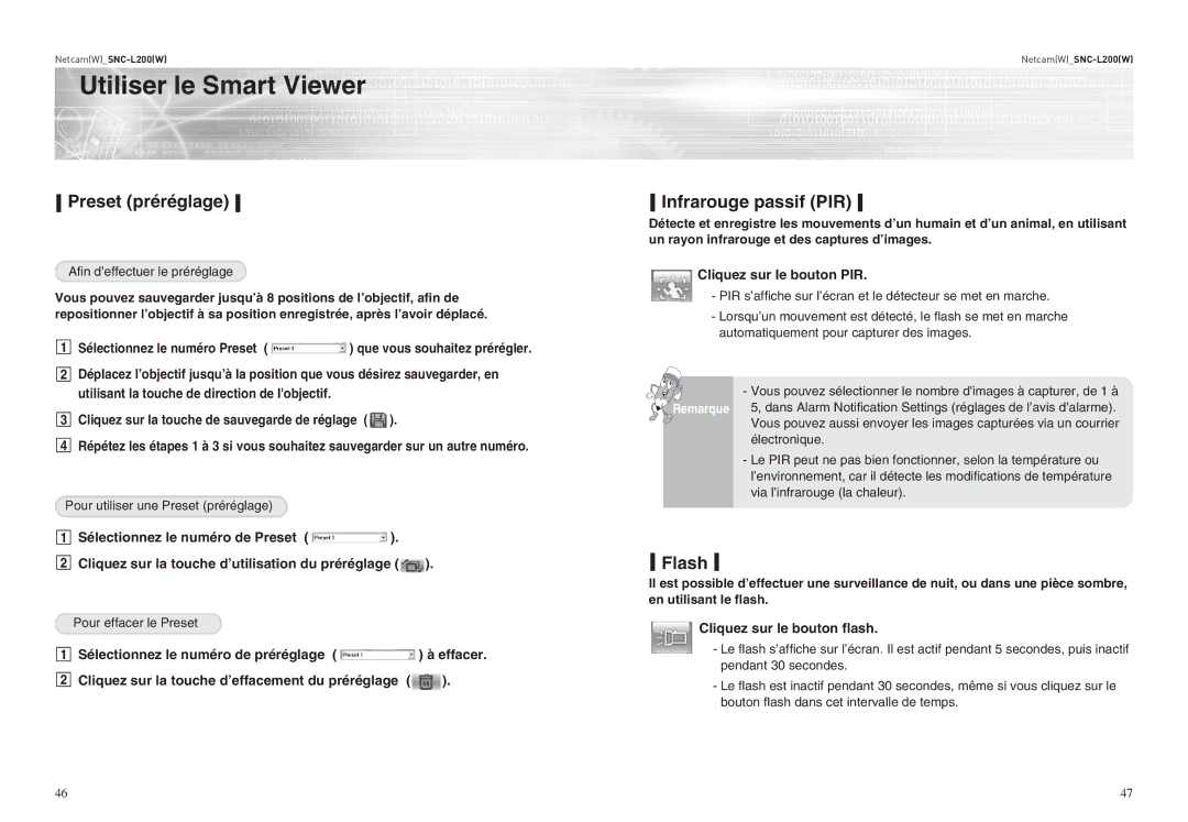 Samsung SNC-L200P manual Preset préréglage Infrarouge passif PIR, Un rayon infrarouge et des captures d’images 