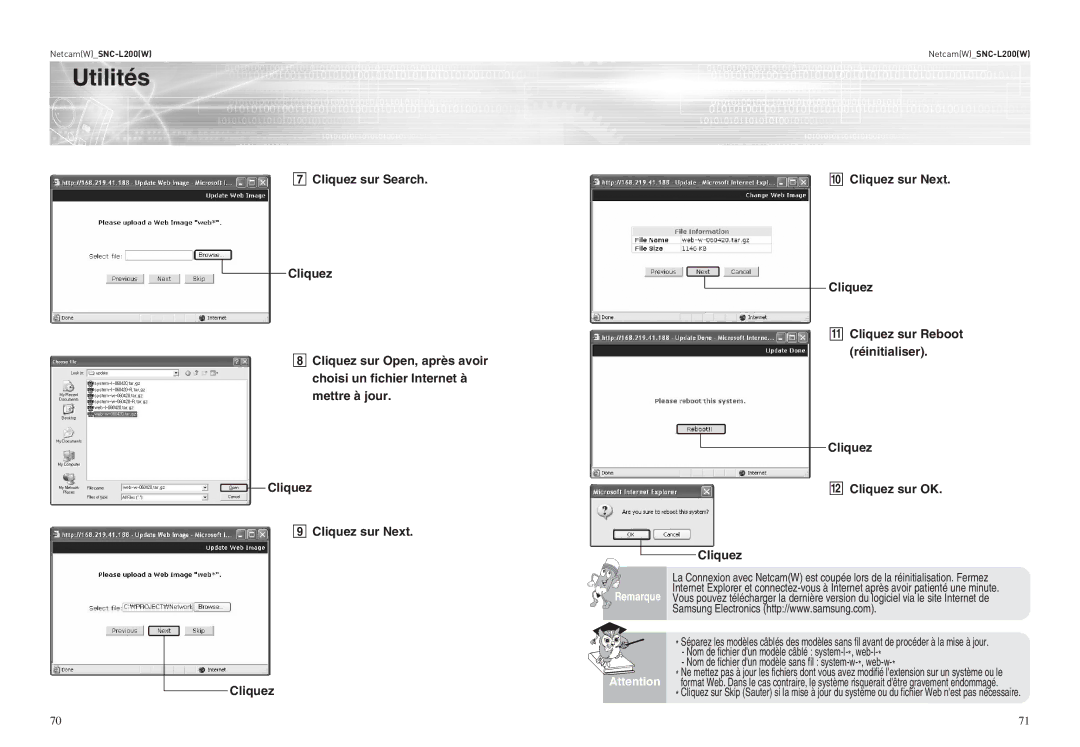 Samsung SNC-L200P manual Remarque 