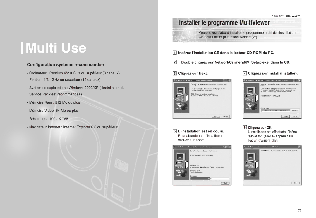 Samsung SNC-L200P manual Multi Use, Installer le programme MultiViewer 