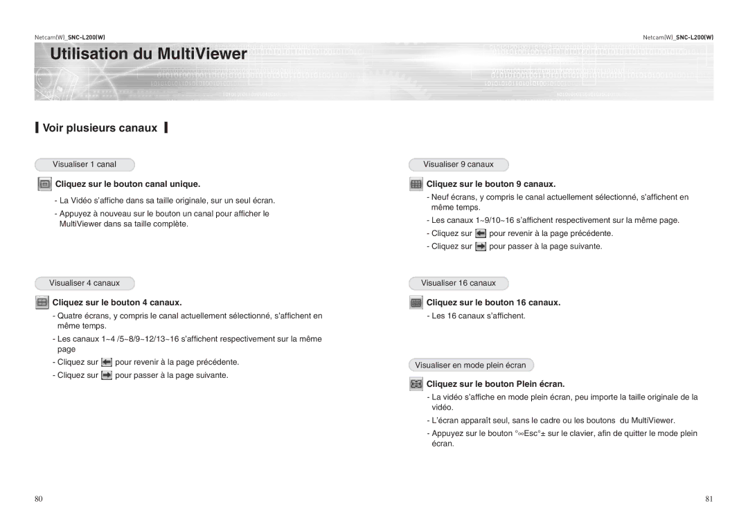 Samsung SNC-L200P manual Voir plusieurs canaux 