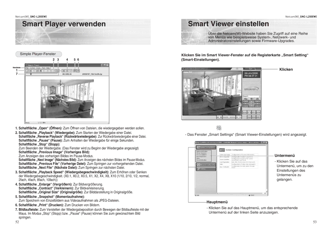 Samsung SNC-L200 Smart Viewer einstellen, Schaltfläche „Stop Stopp, Schaltfläche „Print Drucken Zum Drucken von Bildern 