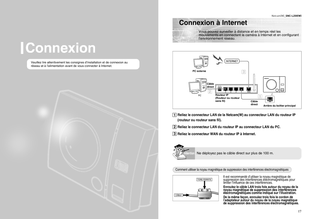 Samsung SNC-L200P manual Connexion à Internet 