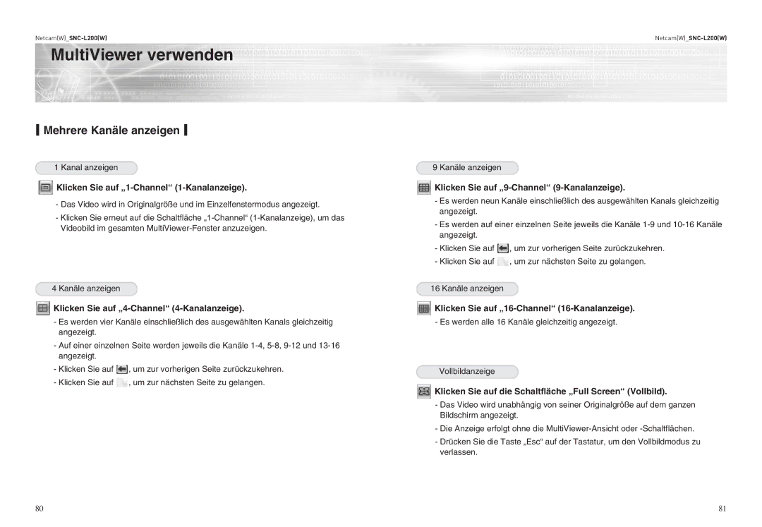 Samsung SNC-L200P manual Mehrere Kanäle anzeigen 