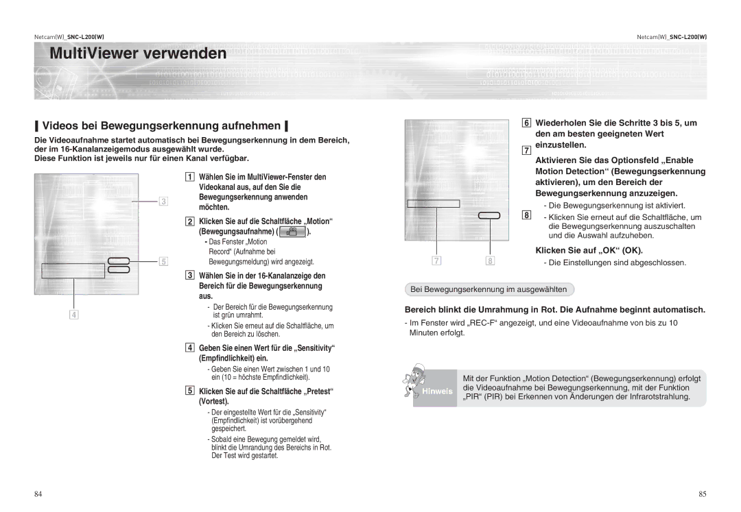 Samsung SNC-L200P manual Videos bei Bewegungserkennung aufnehmen 