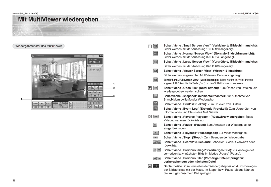 Samsung SNC-L200P manual Mit MultiViewer wiedergeben 