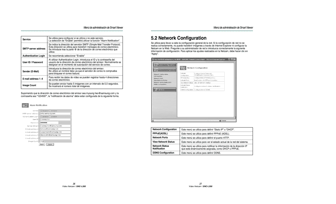 Samsung SNC-L200N manual Network Configuration, Service 