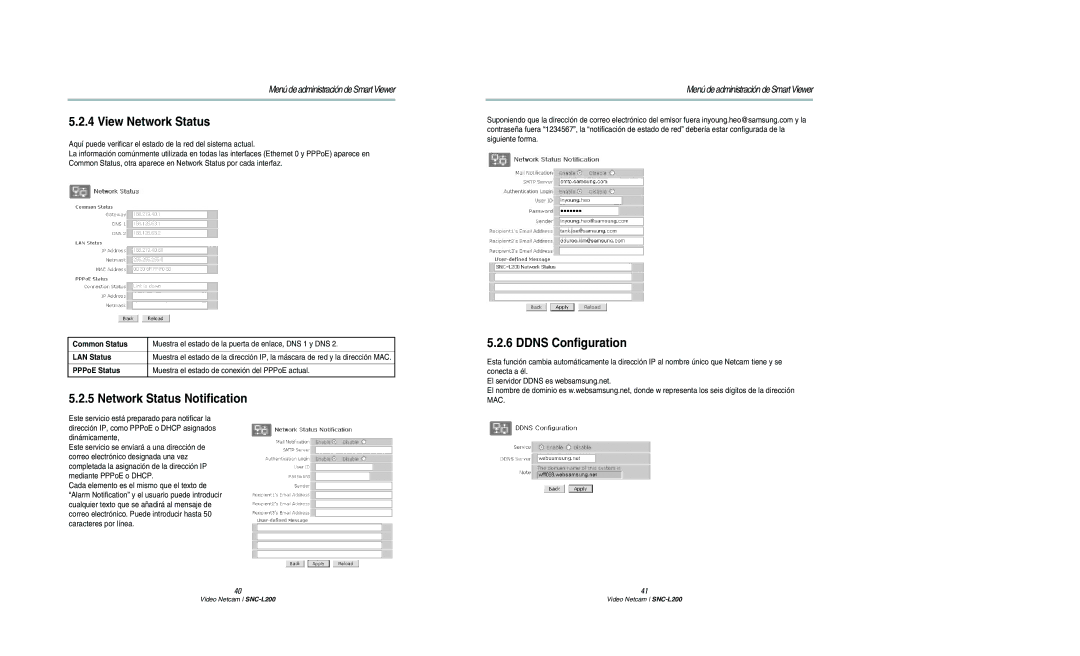 Samsung SNC-L200N manual View Network Status, Network Status Notification, Ddns Configuration 