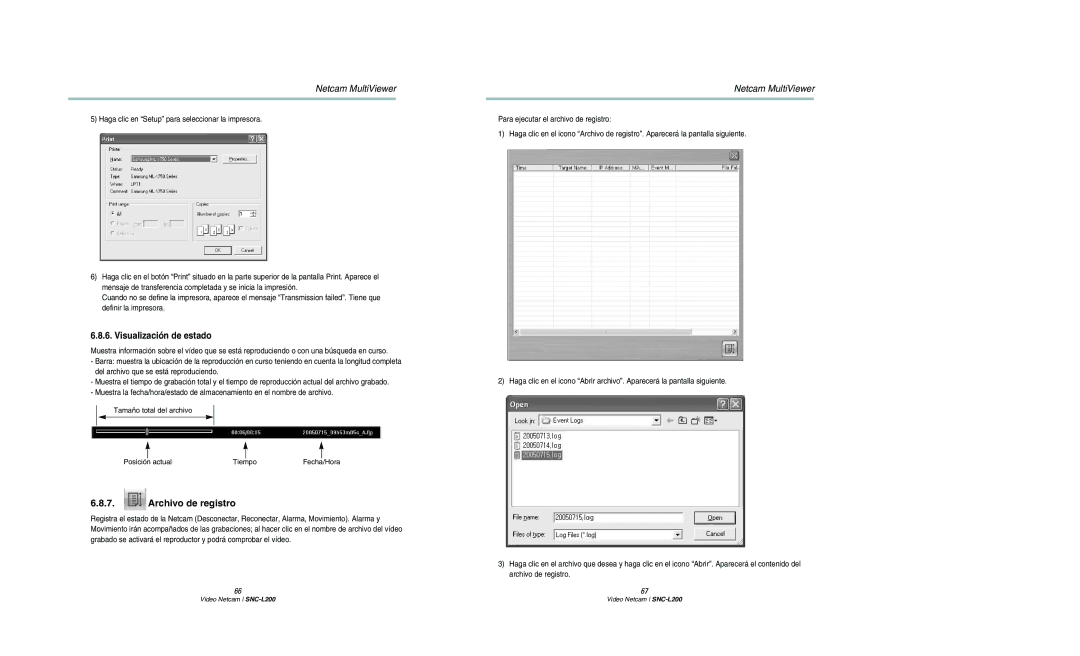 Samsung SNC-L200N manual Visualización de estado, Archivo de registro 