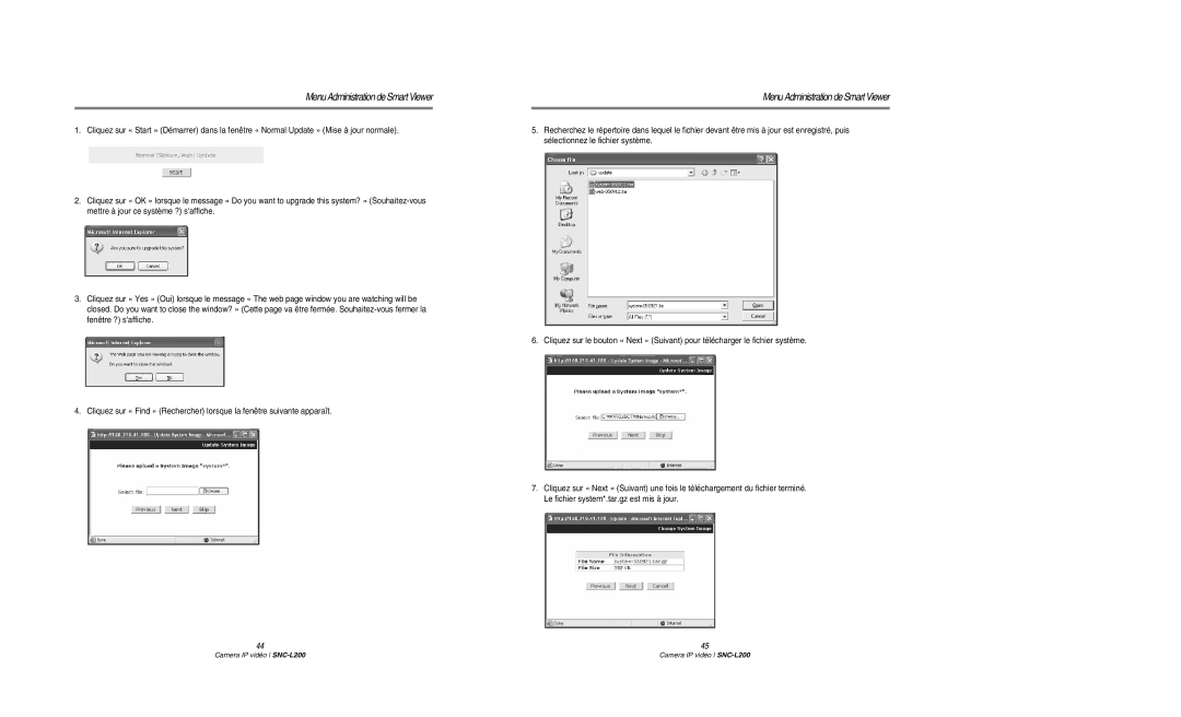 Samsung SNC-L200P manual Menu Administration de Smart Viewer 