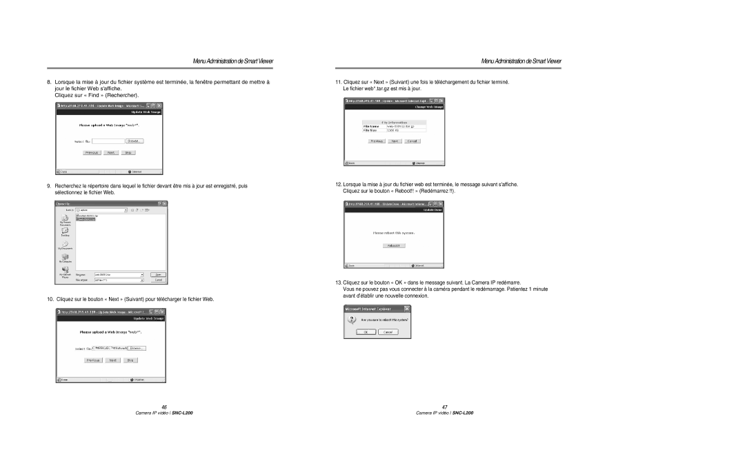 Samsung SNC-L200P manual Menu Administration de Smart Viewer 