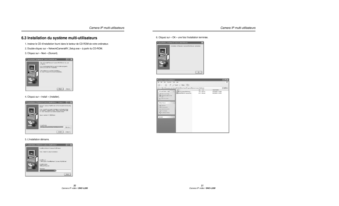 Samsung SNC-L200P manual Installation du système multi-utilisateurs, Cliquez sur « OK » une fois linstallation terminée 