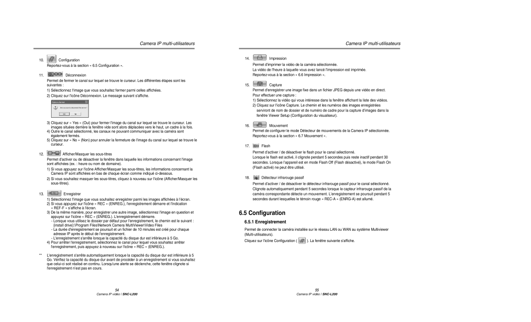 Samsung SNC-L200P manual Configuration, Enregistrement 