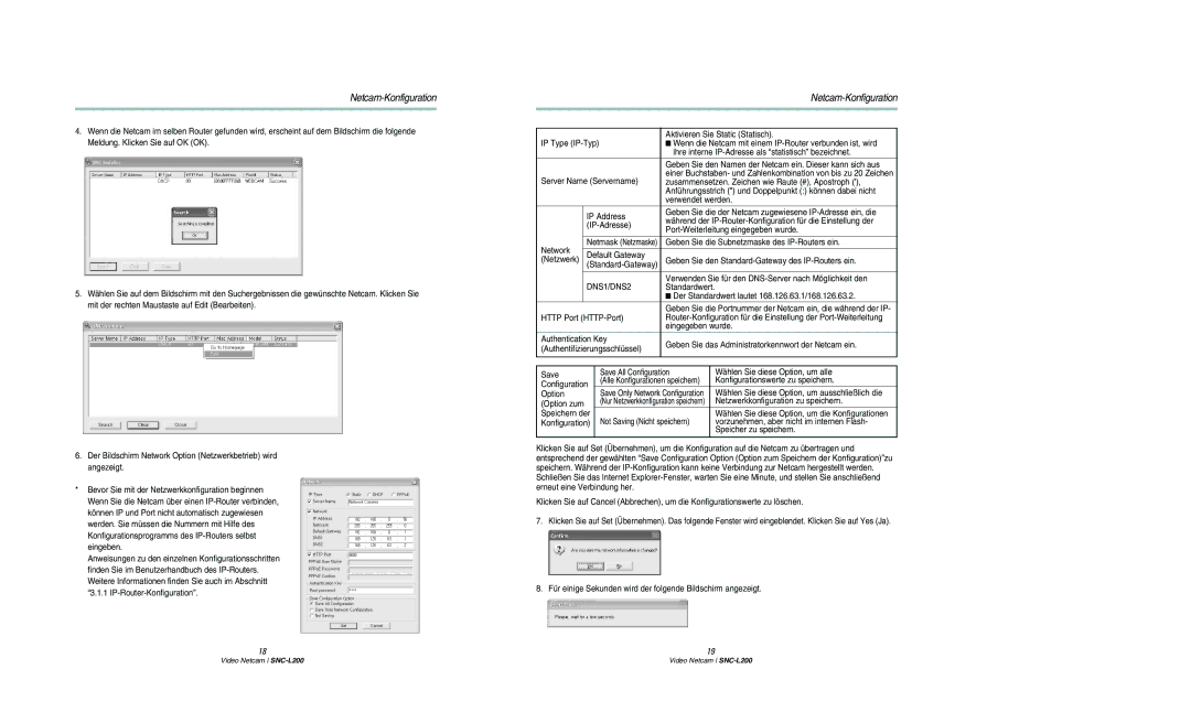 Samsung SNC-L200P manual Save All Configuration Wählen Sie diese Option, um alle, Konfigurationswerte zu speichern 