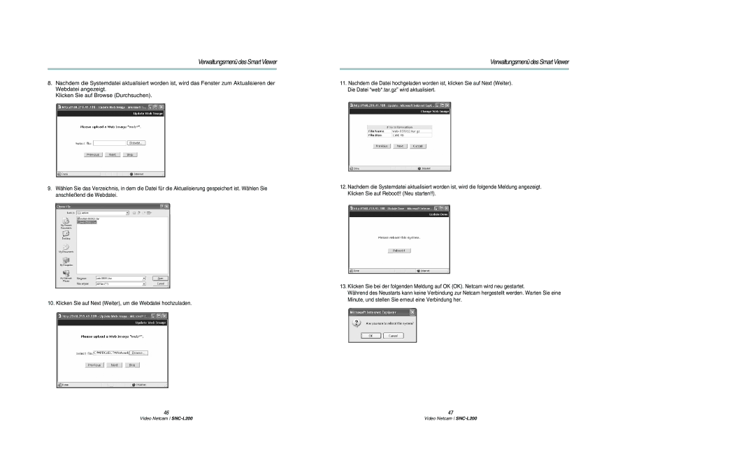 Samsung SNC-L200P manual Verwaltungsmenü des Smart Viewer 