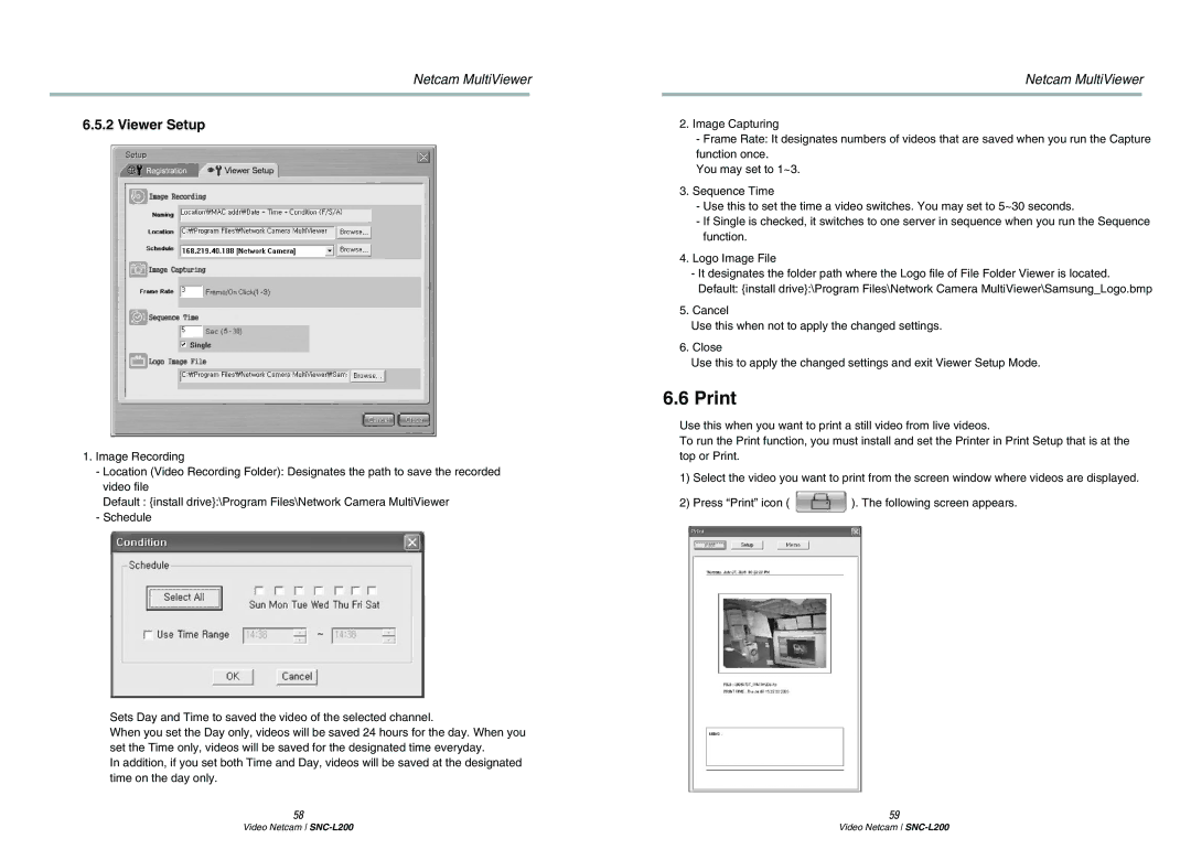 Samsung SNC-L200P manual Print, Viewer Setup 