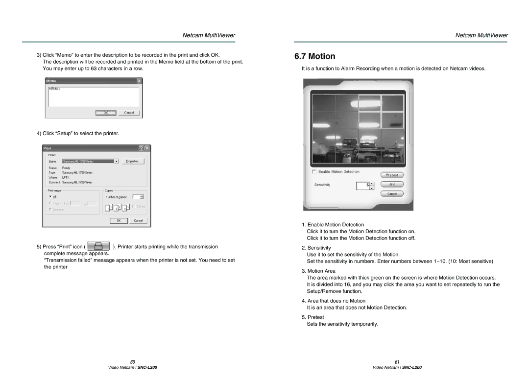 Samsung SNC-L200P manual Motion 