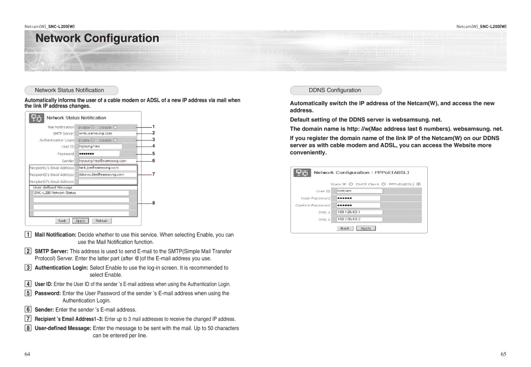 Samsung SNC-L200(W) user manual Network Status Notification 