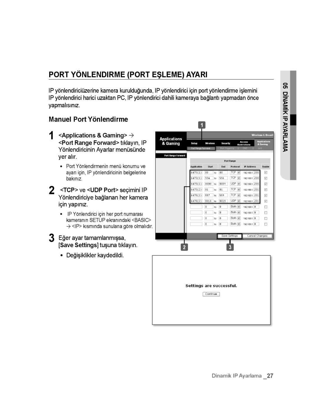 Samsung SNC-M300P manual Port Yönlendirme Port Eşleme Ayari, Manuel Port Yönlendirme, Applications & Gaming ´, Yer alır 