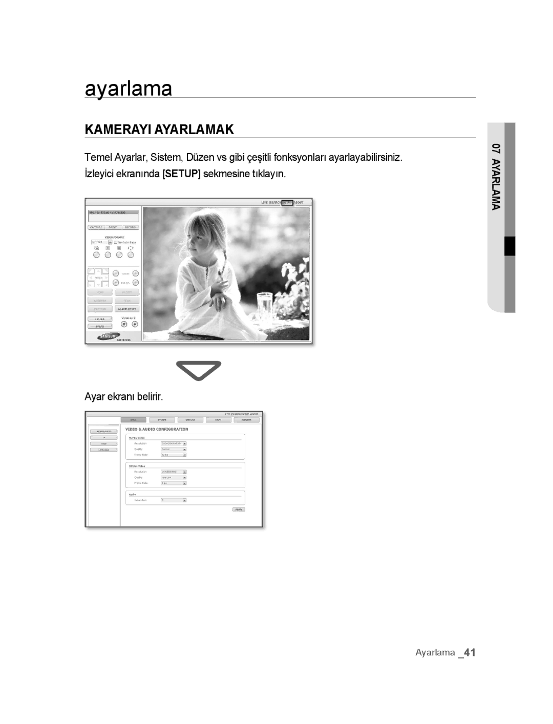 Samsung SNC-M300P manual Kamerayi Ayarlamak 