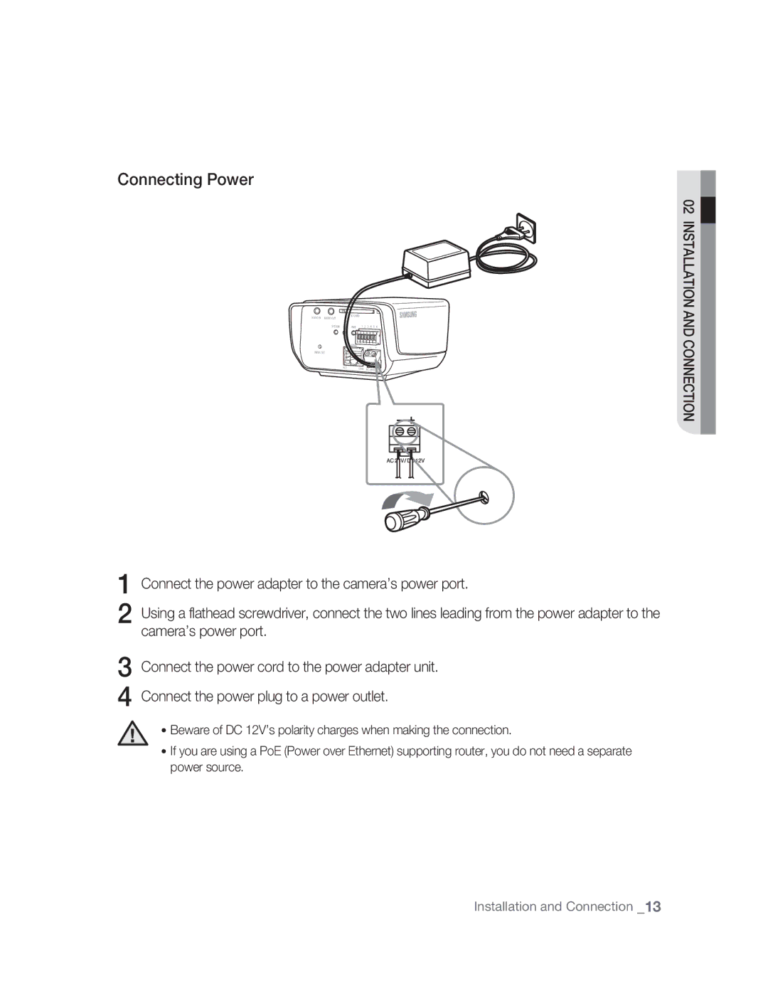 Samsung SNC-M300P manual Connecting Power 