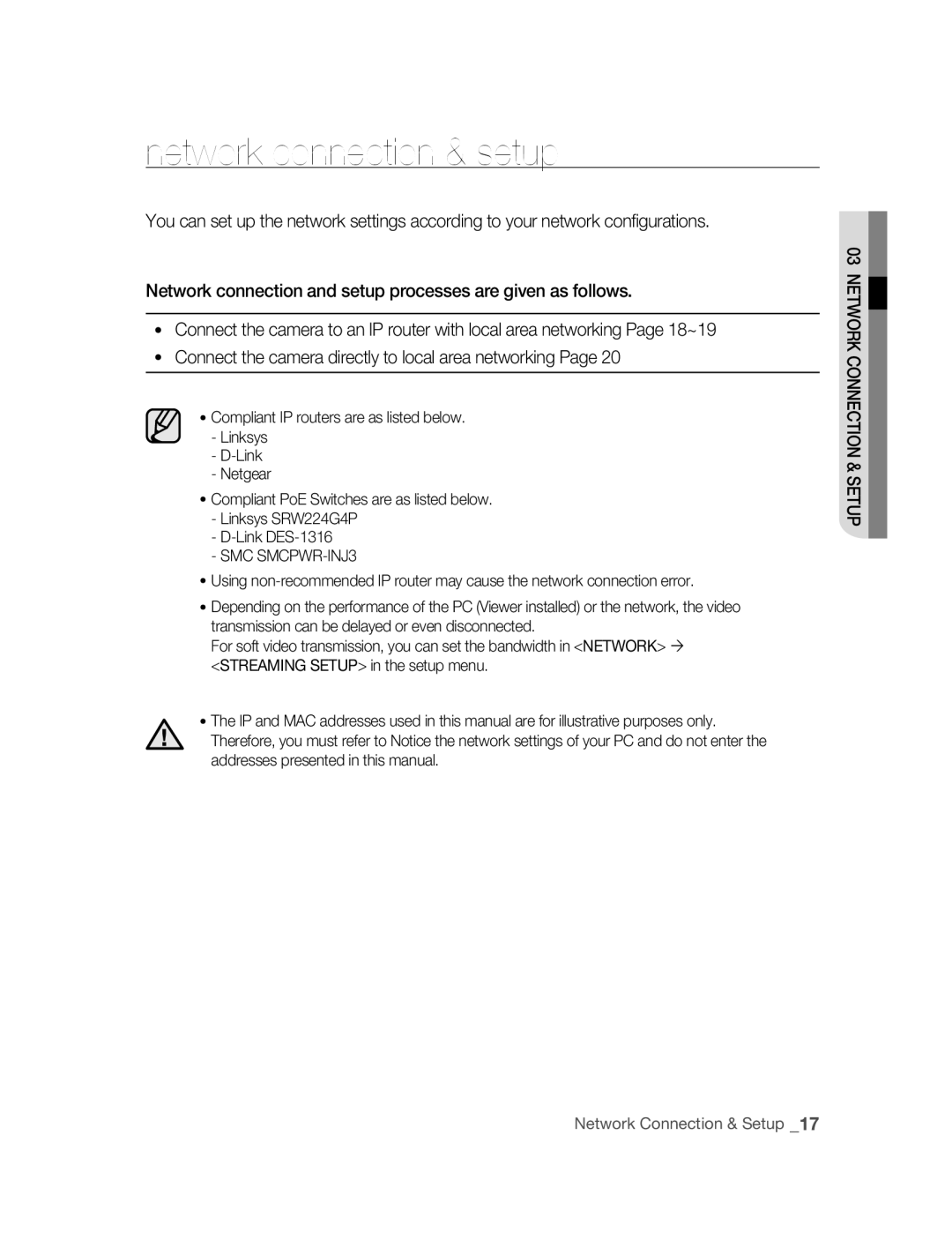 Samsung SNC-M300P manual Network connection & setup 