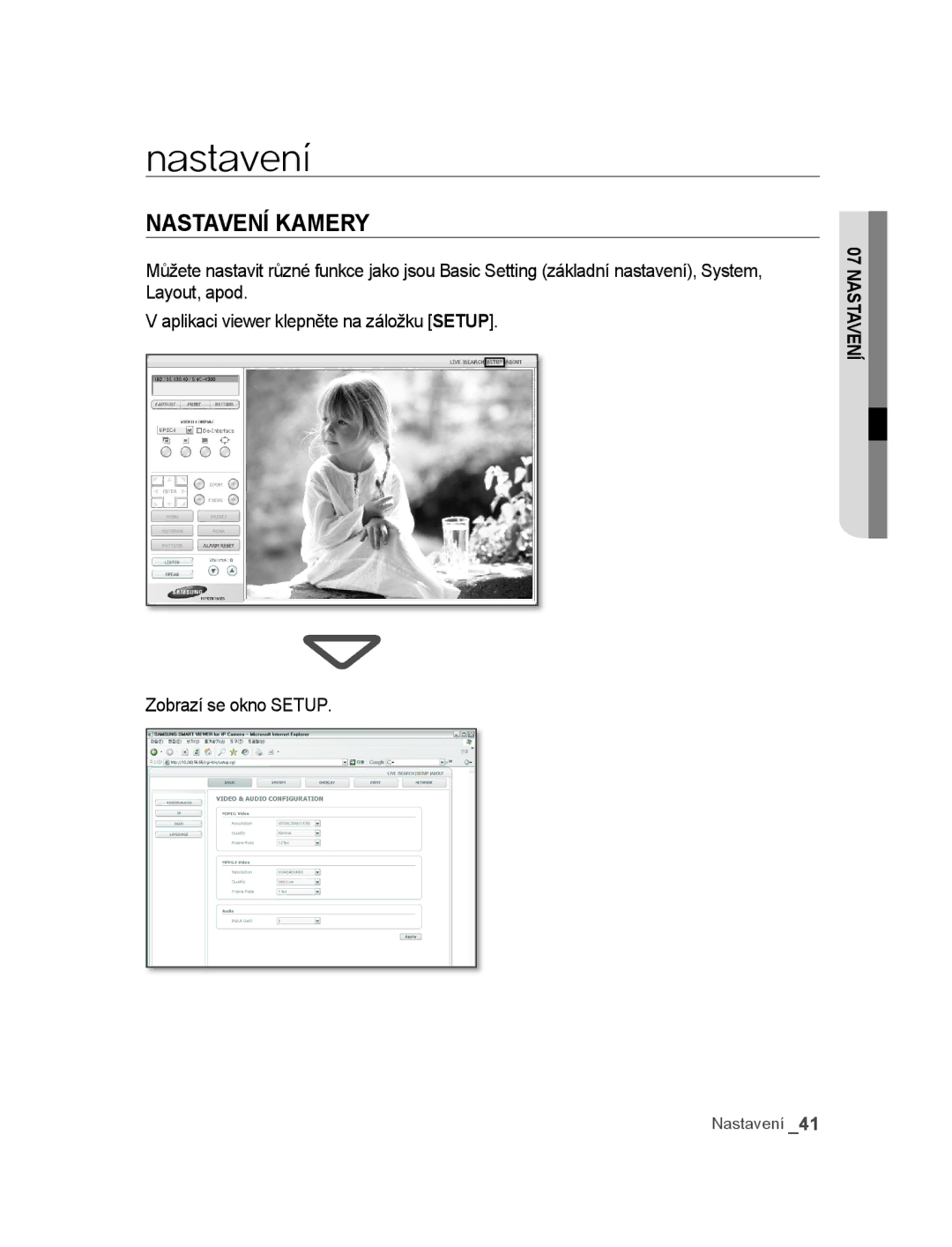 Samsung SNC-M300P manual Nastavení kamery 