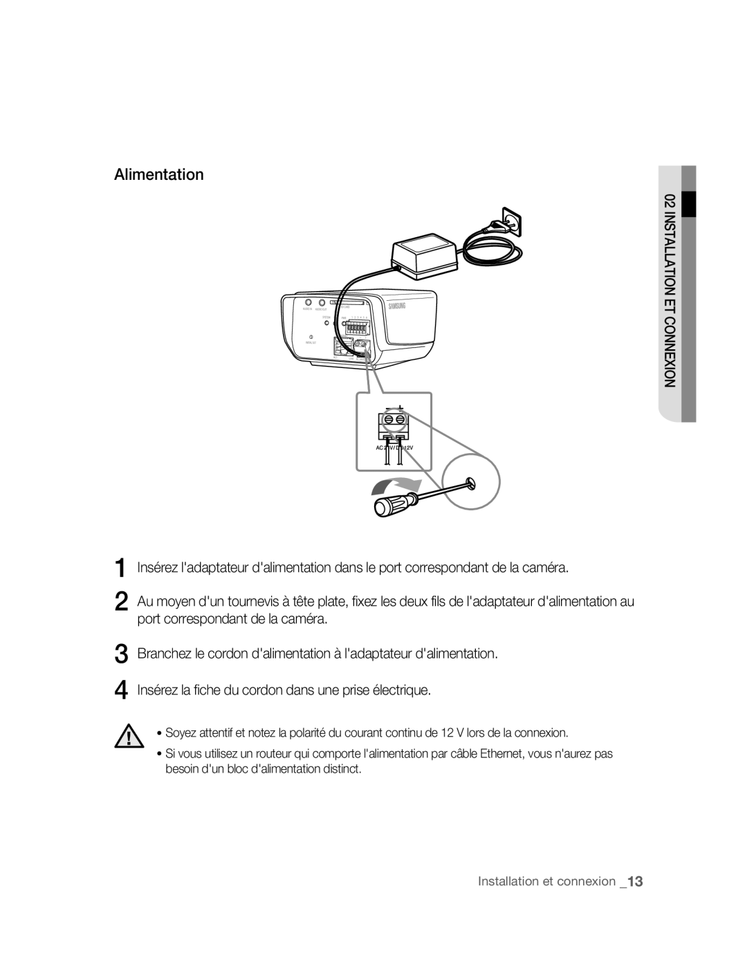 Samsung SNC-M300P manual Alimentation 