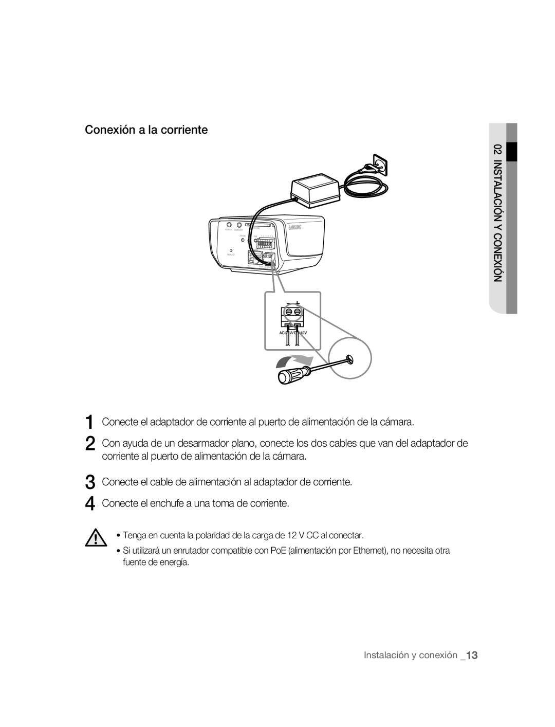 Samsung SNC-M300P manual Conexión a la corriente 