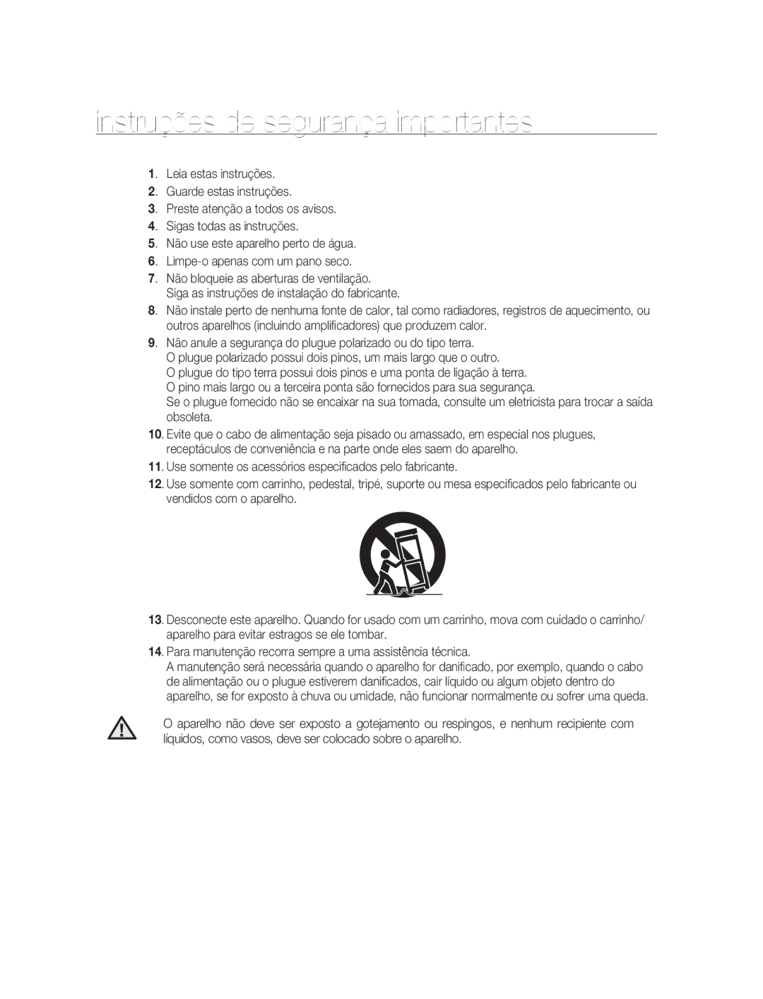 Samsung SNC-M300P manual Instruções de segurança importantes 