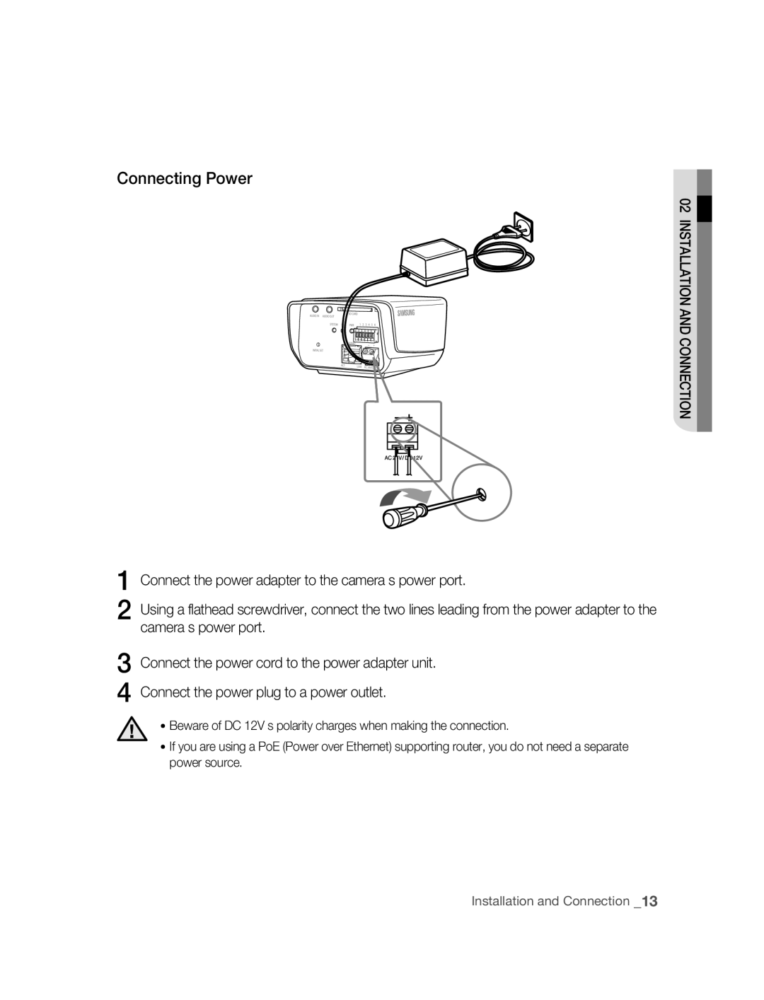 Samsung SNC-M300P manual Connecting Power 