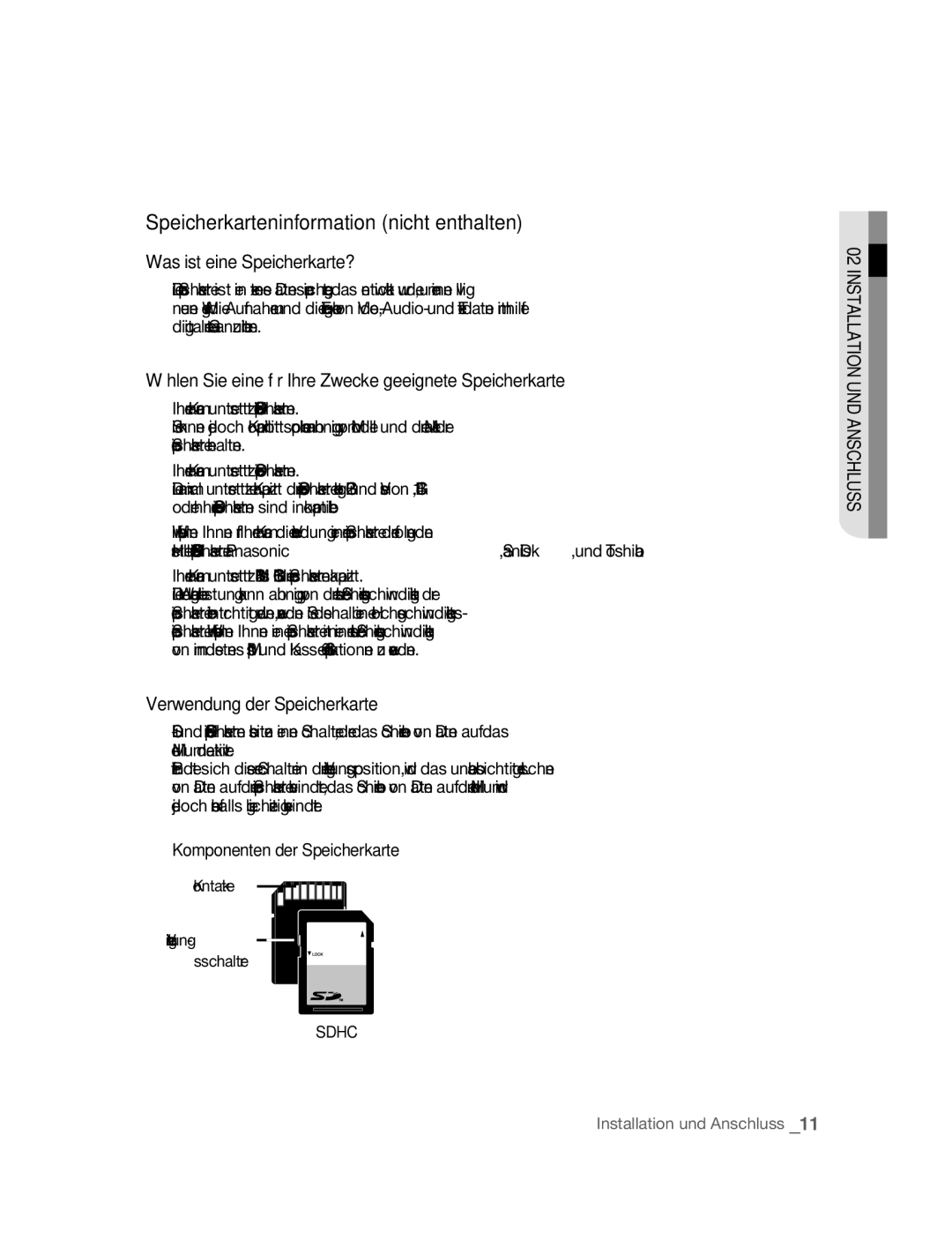 Samsung SNC-M300P Speicherkarteninformation nicht enthalten, Was ist eine Speicherkarte?, Verwendung der Speicherkarte 