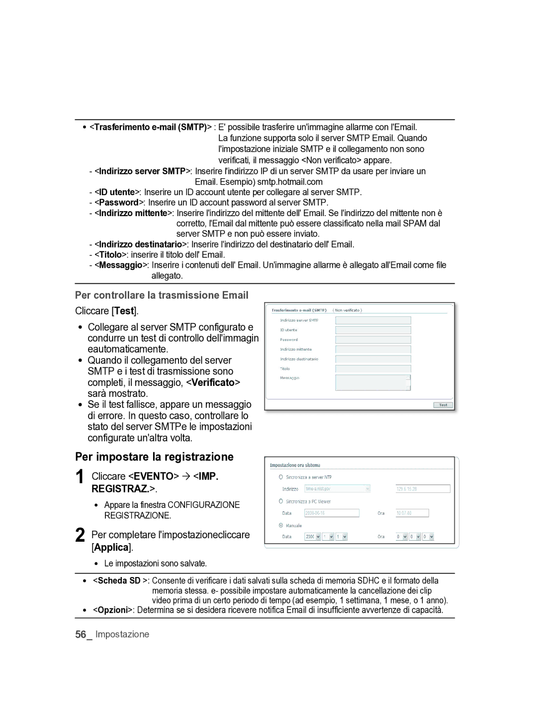 Samsung SNC-M300P manual Per impostare la registrazione, Cliccare Evento  IMP, REgIsTRAZ 