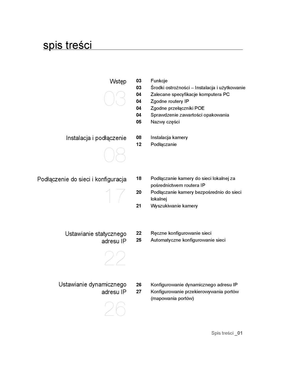 Samsung SNC-M300P manual Spis treści 