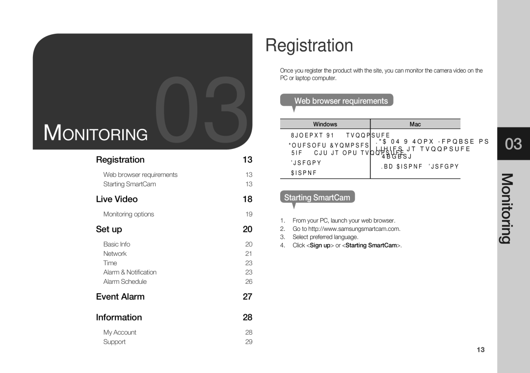 Samsung SNH-1010N user manual Registration, Web browser requirements, Starting SmartCam 