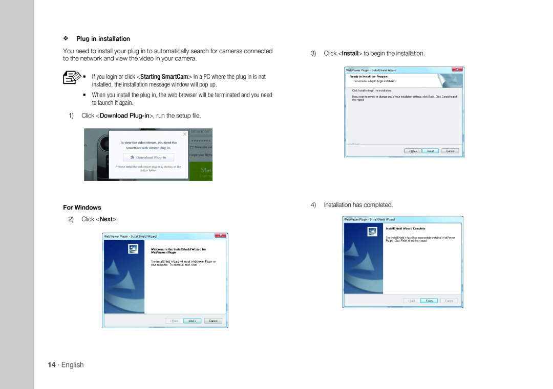Samsung SNH-1010N user manual 14 · English, For Windows 
