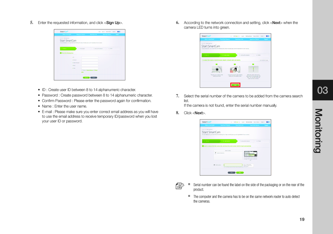 Samsung SNH-1011ND user manual Monitoring 