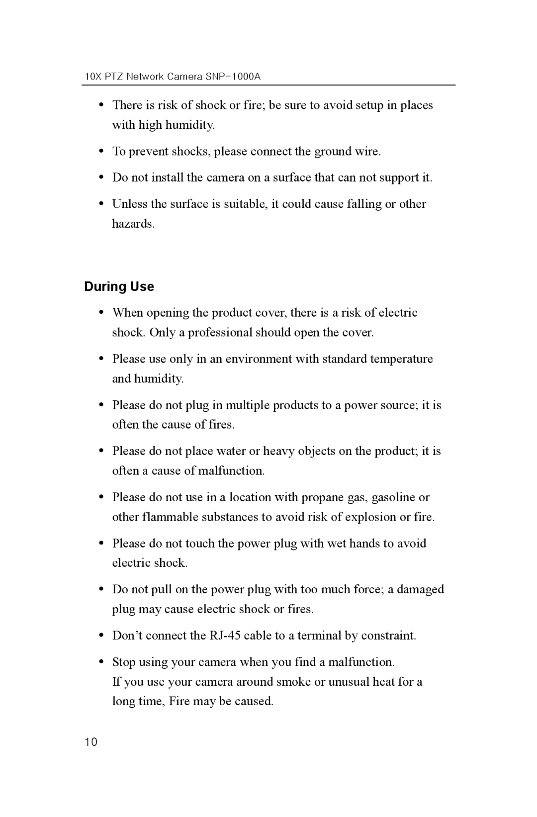 Samsung SNP-1000A user manual During Use 