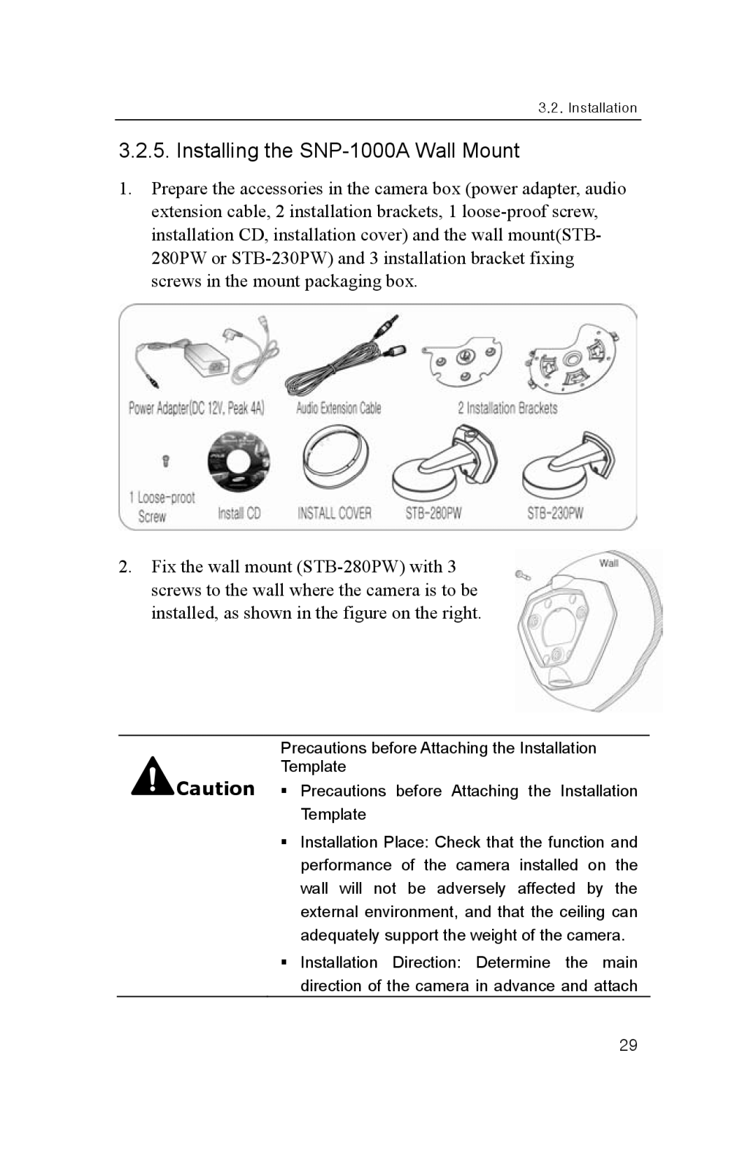 Samsung user manual Installing the SNP-1000A Wall Mount 