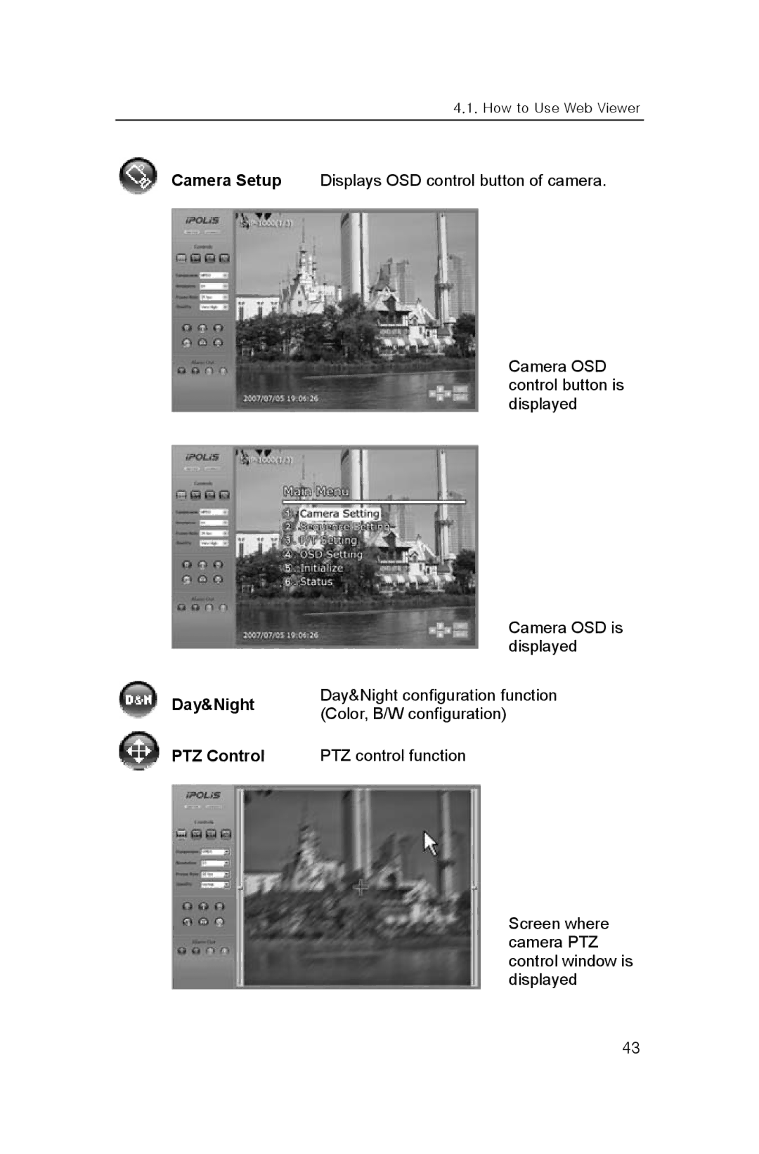 Samsung SNP-1000A user manual Day&Night, PTZ Control 