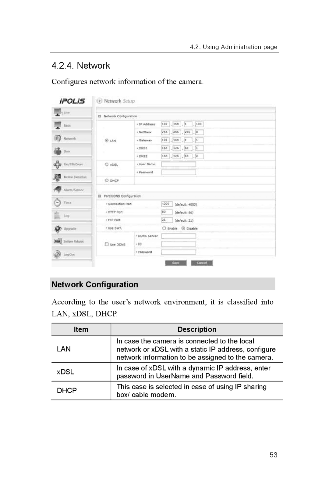 Samsung SNP-1000A user manual Network Configuration 