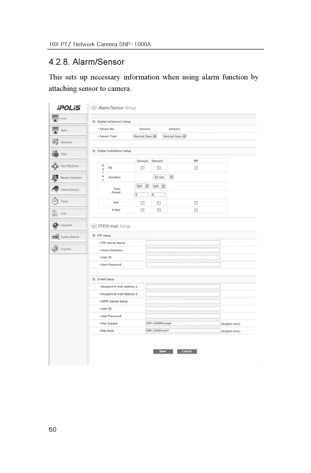 Samsung SNP-1000A user manual Alarm/Sensor 