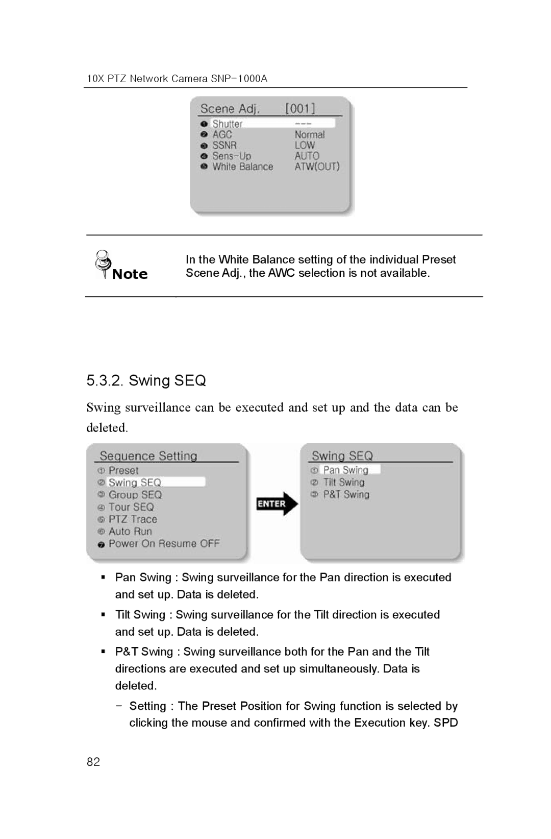 Samsung SNP-1000A user manual Swing SEQ 