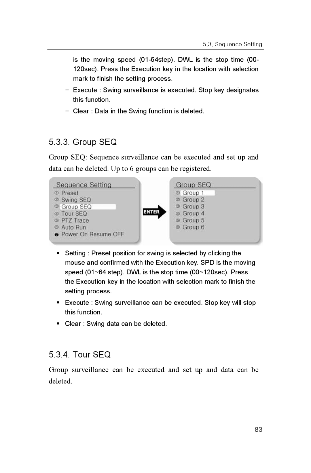 Samsung SNP-1000A user manual Group SEQ, Tour SEQ 