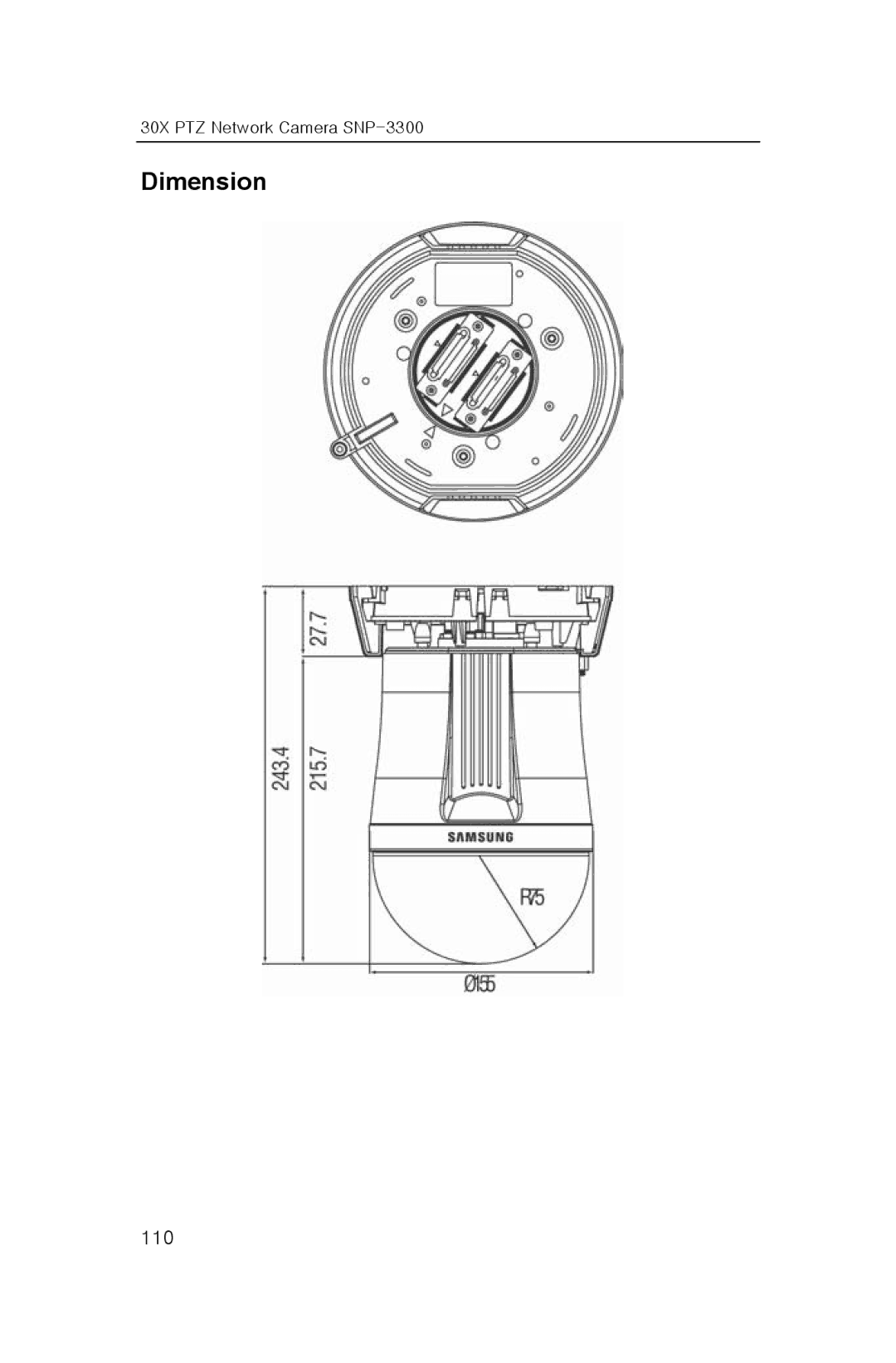 Samsung SNP-3300 user manual Dimension 