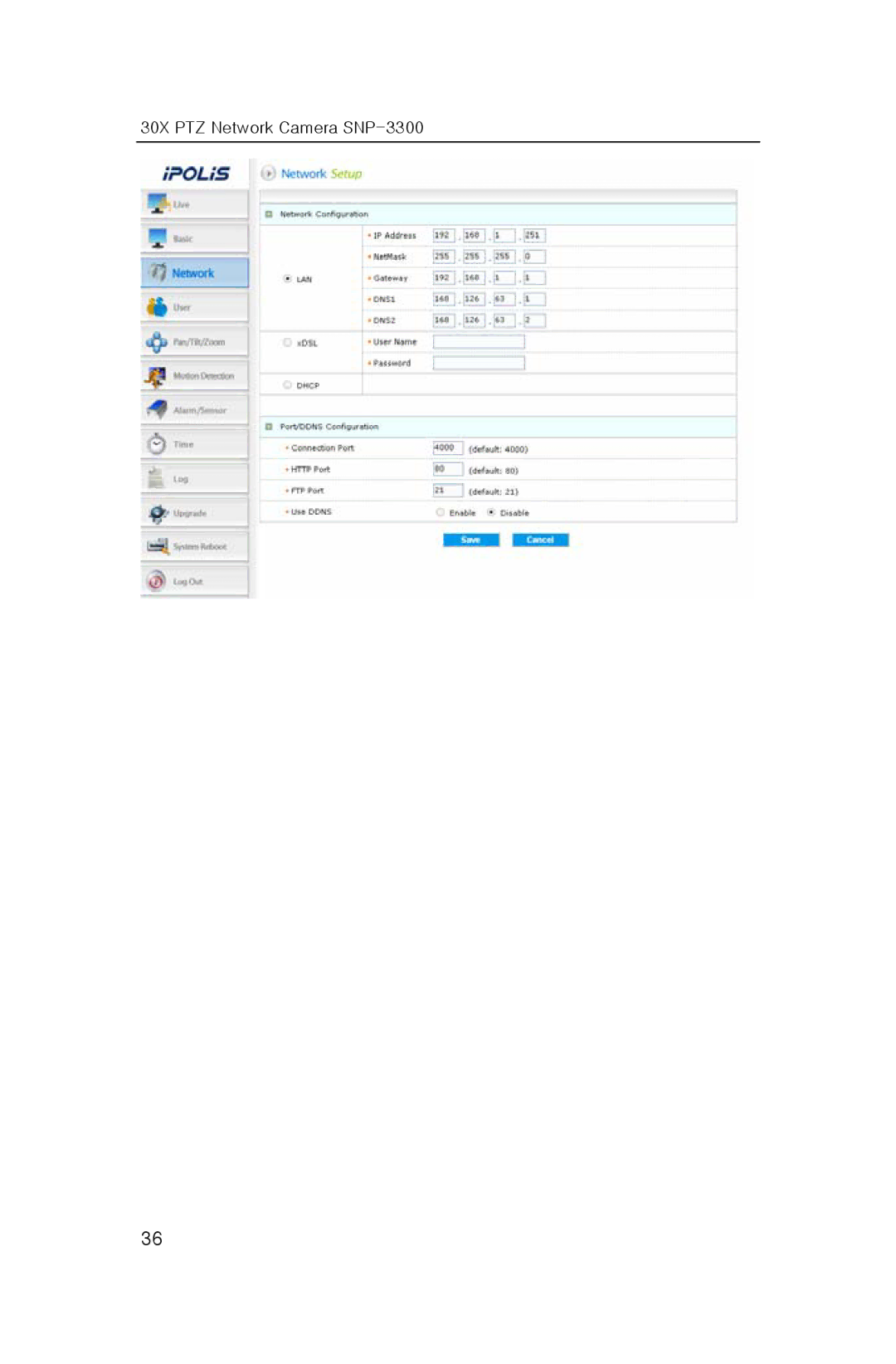 Samsung user manual 30X PTZ Network Camera SNP-3300 