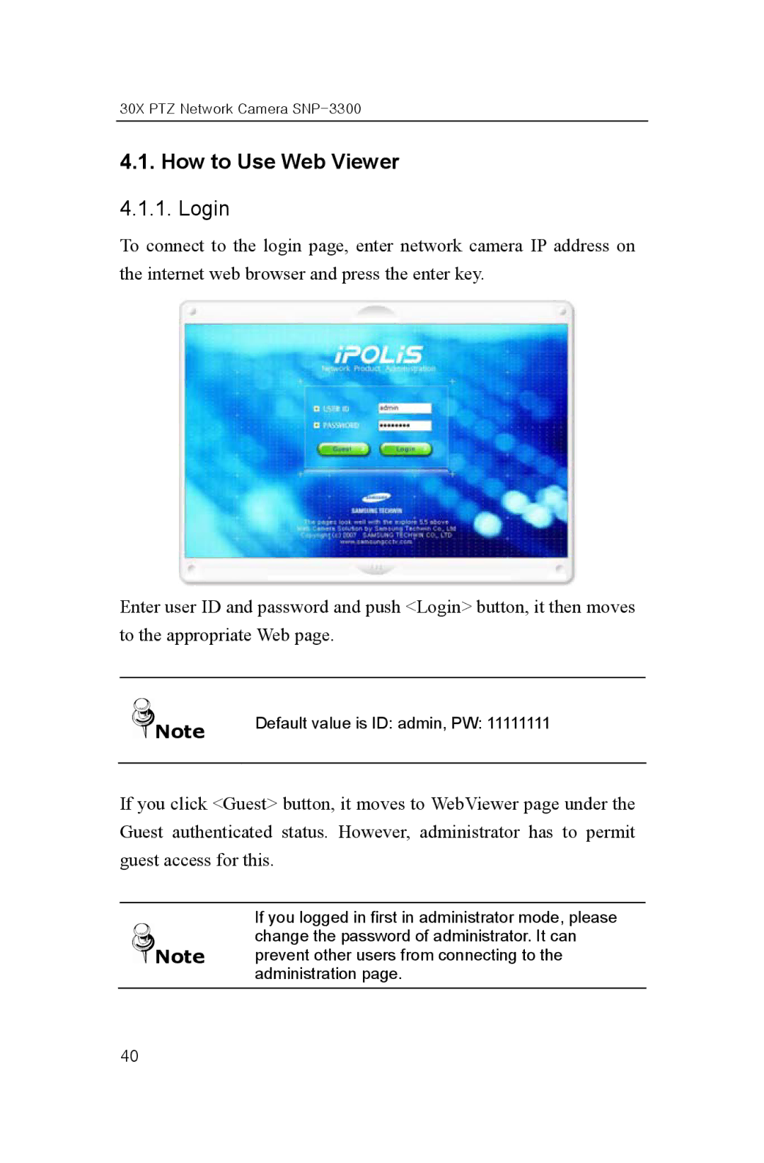 Samsung SNP-3300 user manual How to Use Web Viewer, Login 