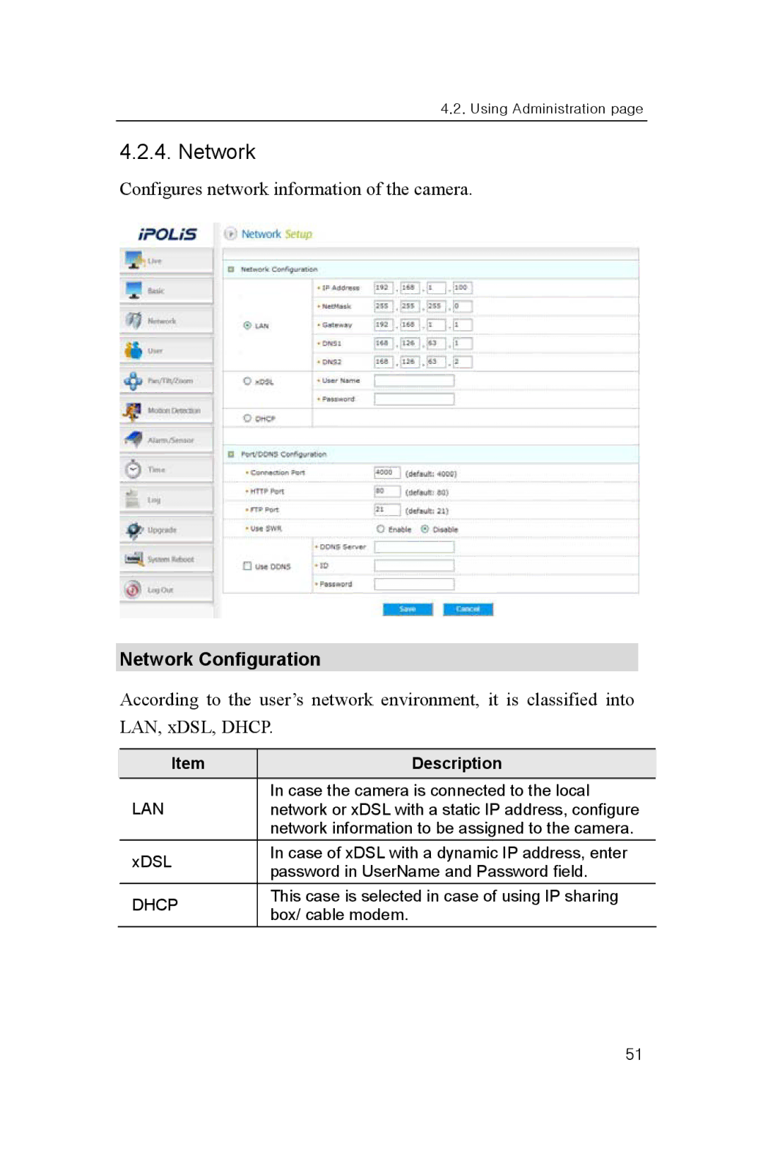 Samsung SNP-3300 user manual Network Configuration 