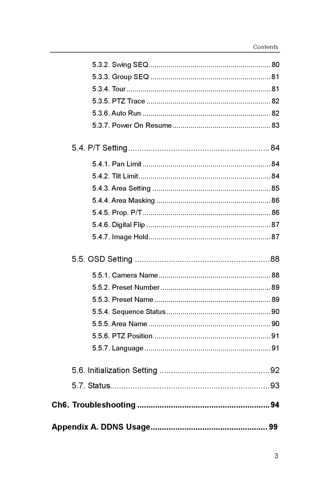 Samsung SNP-3300 user manual P/T Setting 