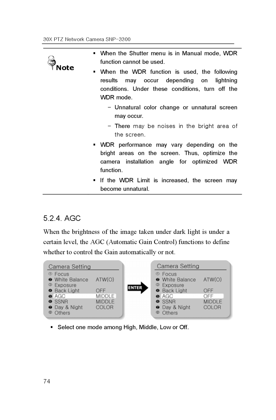 Samsung SNP-3300 user manual Agc 